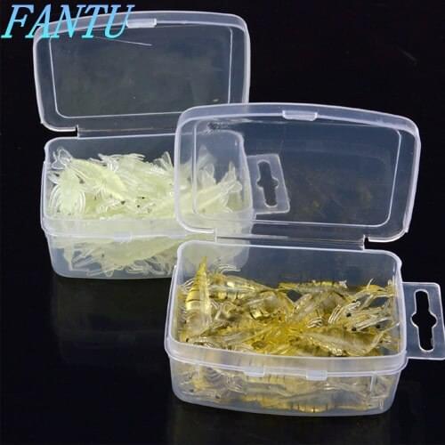 FANTU Luminous Small Shrimp Fishing Soft Lures Camarao Artificial Grass Shrimp Lure Pescaria Acessorioss Fishing Tackles