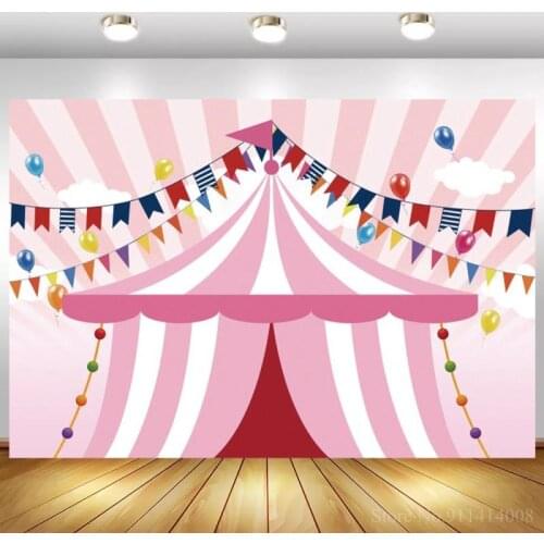 Circus Carnival Backdrop Banner For Birthday Party Pink Tent Circus Photography Background for Photo Booth Photoshoot Decor