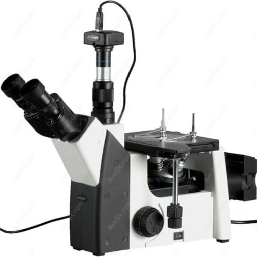 Inverted Trinocular Metallurgical Microscope-AmScope Supplies 50X-1250X Inverted Trinocular Metallurgical Microscope +5MP Camera