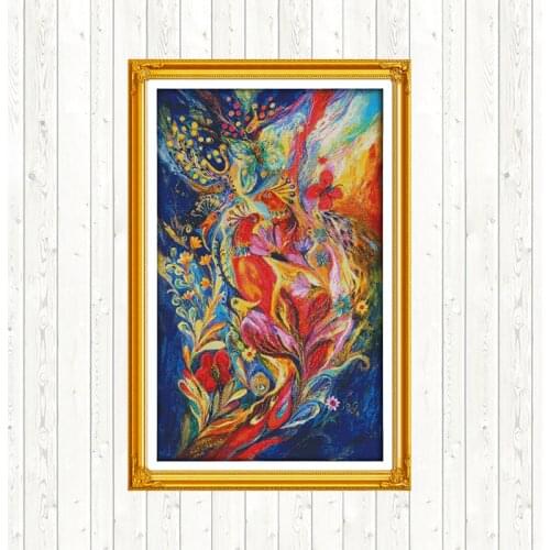 Colorful Peacocks Cross Stitch Package 14ct 11ct Count Print Canvas DIY Crafts Embroidery Kit Needlework Embroidery Patterns Kit