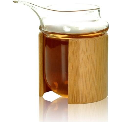 Creative High Borosilcate Glass Tea Pitcher with Bamboo Holder Handmade Glass Tea Cup Glass Chahai Kungfu Teaware Accessories