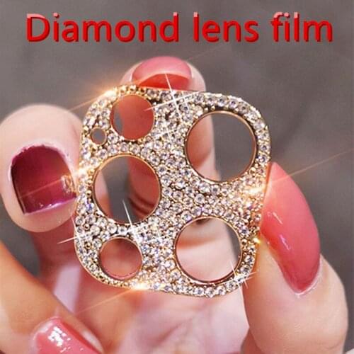 LVOEST Rhinestone Glitter Camera Lens Protector Case For iPhone 12 Pro 11 Pro Max Mini Shiny Diamond Full Screen Protective Film