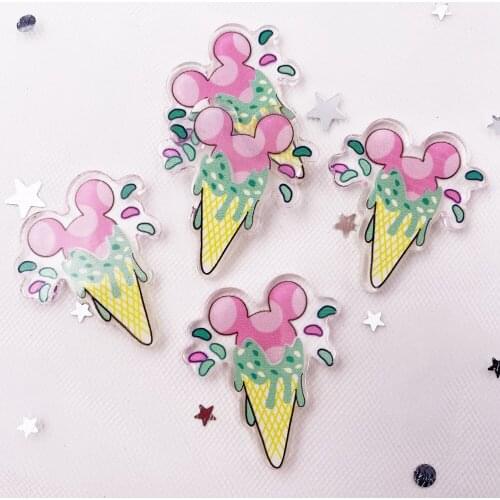 6PCS Lovely Colorful Mouse Ice-cream Cone Sheet Miniature Pattern Plane Applique DIY Flatback Scrapbook Home Decor Craft OF670