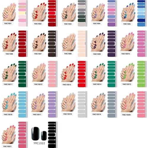 16 Tips/Sheet Solid Color Hot Sales Manicure Creative Women Salon Nail Wraps DIY Nail Sticker Set Sticker for Nails Shiny Decal