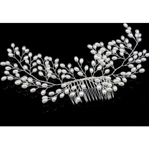 2020 New Luxurious Bride Hair Accessories Handmade Pearl Wedding Hair Jewelry Party Pom Bridal Starry Hair Comb Pearl Tiara