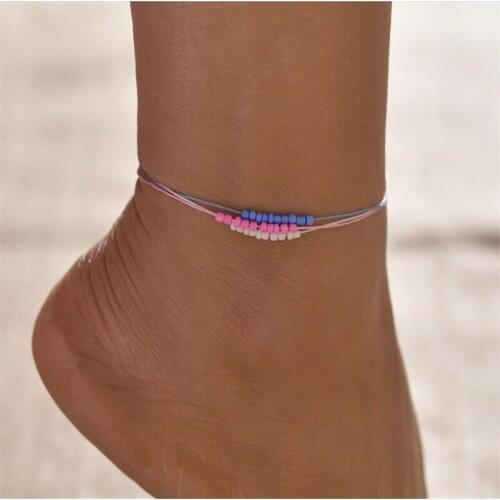 Anklets For Women Girls Foot Jewelry Holiday Beach Barefoot Sandals Bracelet On The Leg Ankle Strap Bohemian Bead Anklet