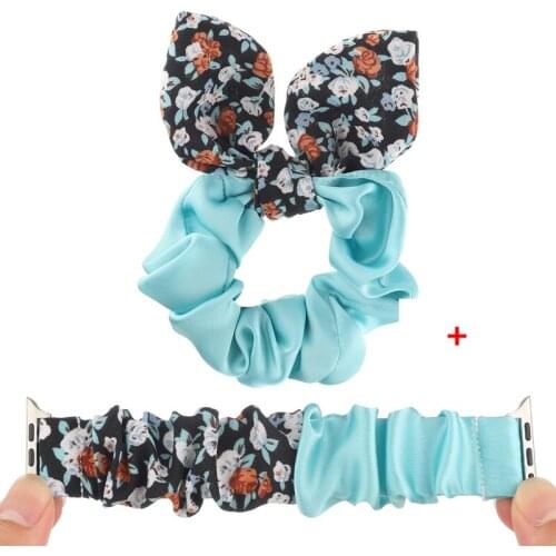 Headband Bracelet Hair Scrunchies+Watch Band for Apple Watch Series 6 SE 5 4 3 Stretch Solo Loop for iwatch 38mm 40mm 42mm 44mm
