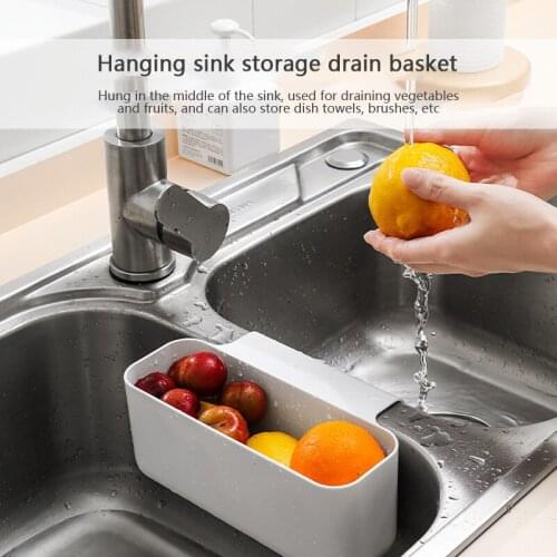 Hangable Drain Basket Kitchen Accessories Storage Organizer Sink Dish Drying Rack Kitchen Shelf Hanging Basket Storage Container