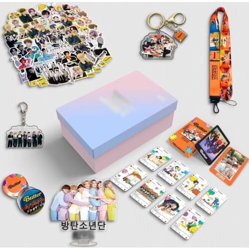 Kpop Fans Gift Box Bangtan Boys Postcard Lomo Card Keychain Lanyard Stickers New Album BUTTER Accessories Jungkook Drop Shipping