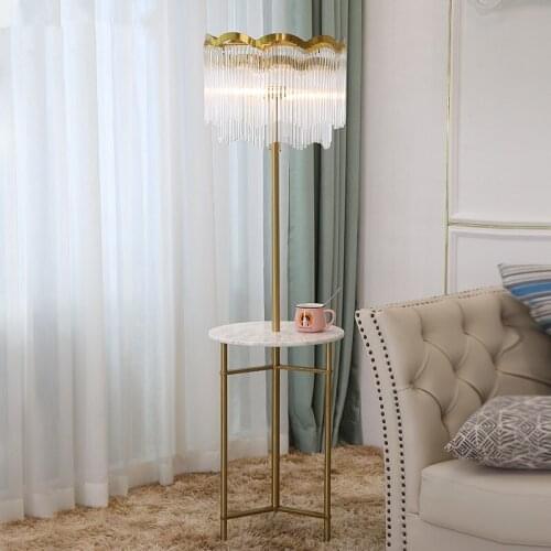 Postmodern living room coffee table floor lamp light luxury creative personality crystal iron lamp triangle marble floor lamp