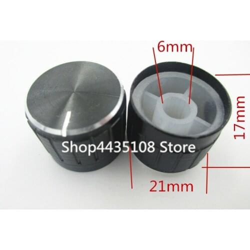 200pcs / lot knob aluminum alloy black workmanship tangent shaft hole 21* 17MM flower amount potentiometer knob cover