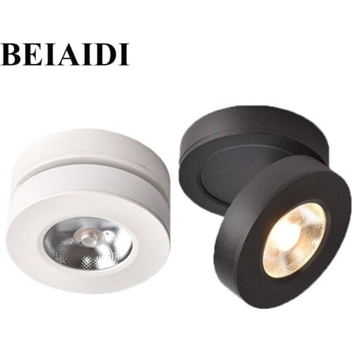 BEIAIDI 3W 5W 7W Mini COB Surface Mounted Led Downlight Rotating LED Ceiling Spotlight Adjustable Cabinet Closet Kitchen Light