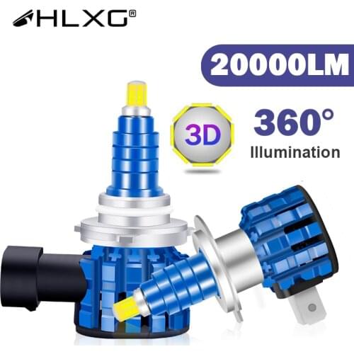 HLXG 20000LM h7 led headlight 9005 9006 LED H4 H8 H9 H11 HB4 HB3 neblineros led para auto lamp bulbs 6500K 360 car Light 12V