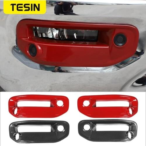 TESIN Car Front Fog Light Lamp Decoration Cover Stickers For Dodge Ram 1500 2018 2019 2020 2021 Exterior Parts Car Accessories