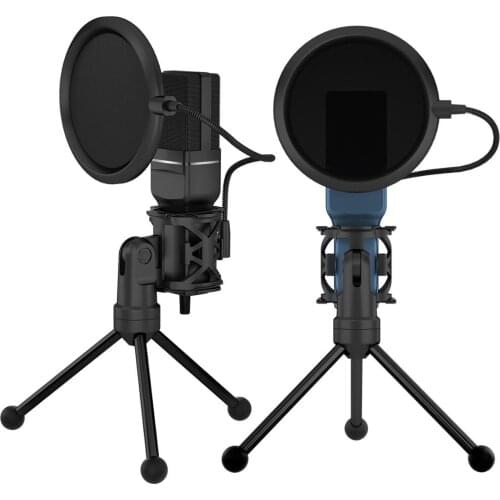 SF-777 FELYBY USB Microphone with Stand and Pop Filter Double Layered Suspension Tripod for PC or Mac YouTube Video Recording
