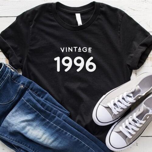 Vintage 1996 Womens Short sleeve 100% Cotton Funny Letter print Graphic O neck Tshirt Drop shipping