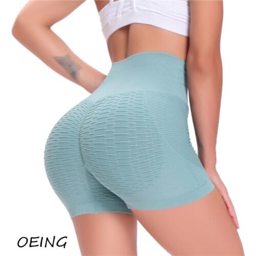 Womens Biker Yoga Shorts Jacquard High Waist Gym Clothes Workout Seamless Tights Jogging Legging
