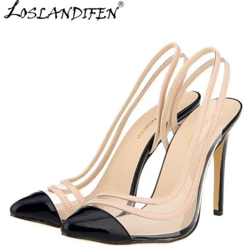 New Slingbacks Women Pumps 11cm Sexy High Heels Pointed Toe Stiletto Summer Party Dress Wedding Shoes Plus Size 302-39PA