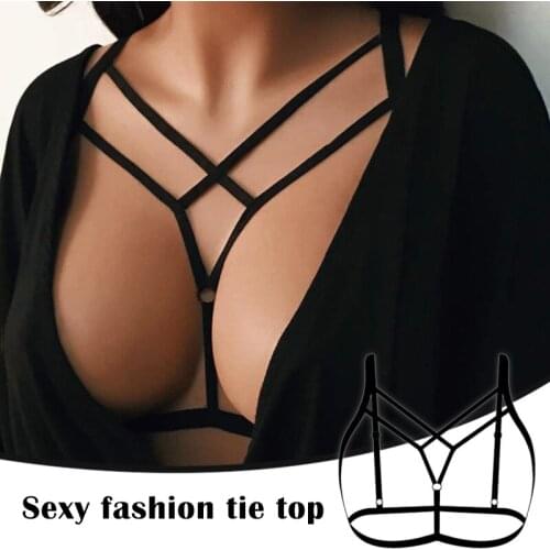 Womens Strappy Harness Hollow Out Cage Bra Erotic Cupless Lingerie Bra for Women Girls TT@88