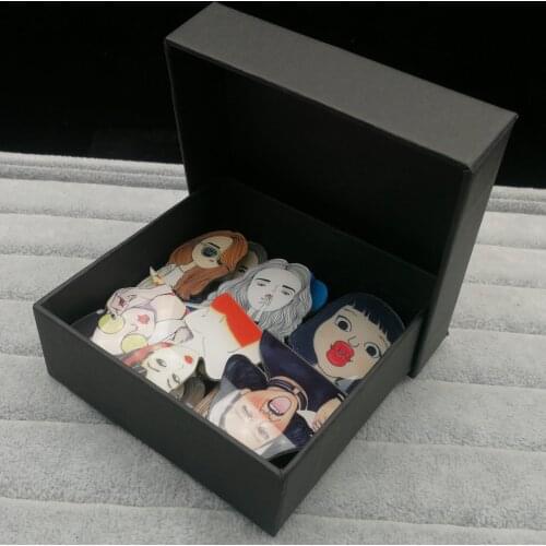 12PCS Acrylic Fashion Girls Badges on Backpack Kids Icon Pins Beautiful Brooches for Woman Badge Clothing Accessories GiftBox