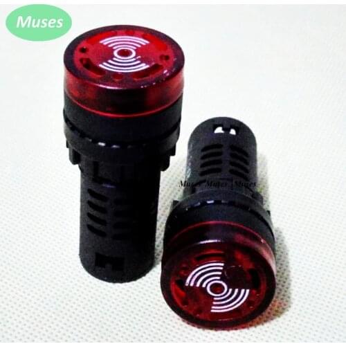 10pcs/lot Flash Buzzer 12v 24v 220v 22mm mounting size Beep Indicator Red AD16-22SM LED Indicator Light Warm Instrument