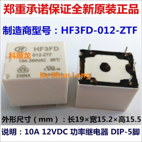 100%Original New HF HF3FD-012-ZTF HF3FD-012-ZSTF HF3FD-024-ZTF 5PINS 10A 12VDC Power Relays