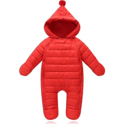 2019 Warm Infants Clothes 0-12M Baies Boys Girls Winter Warm Hooded Rompers Kids Baby Footies Jumpsuits