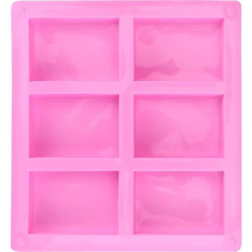 3D Plain Soap Mold Handicrafts DIY Tools 6 Cavity Rectangle Silicone Soap Mold DIY Handmade Soap Mould Tray