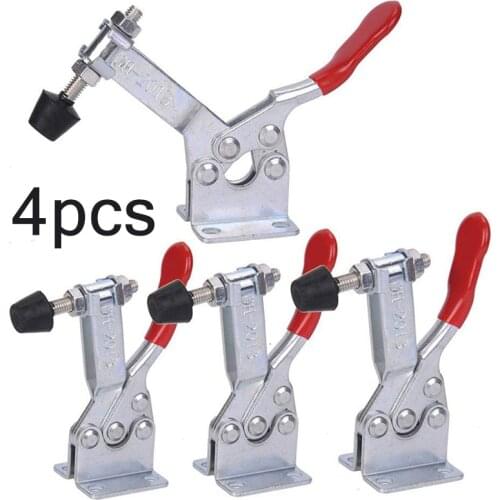 4pcs GH-201B Horizontal Toggle Clamp Vertical Toggle Clamp Hand Clip Tool Workshop Quick Clamps Tools Galvanized Iron Locking