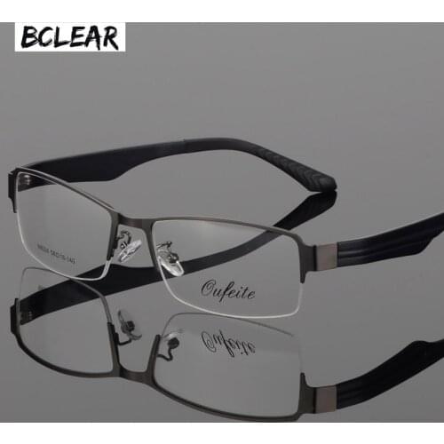 BCLEAR New Arrival Large Face Men Eyeglasses Myopia Presbyopia Half Rim Wide Glasses Frame Big Optical Eyewear Alloy Frames