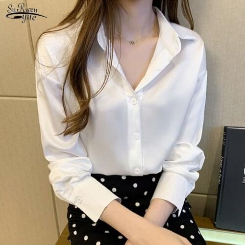 Blusas 2020 Autumn Loose Women Blouses and Tops Chiffon Shirts Women Vintage White Long Sleeve Blouse Office Lady Clothes 10541