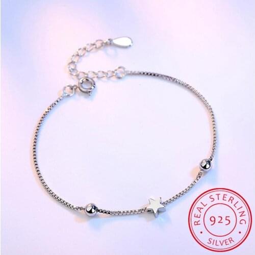 925 Sterling Silver Charms Bracelets Bangles for Women 925 Silver Star Ball Box Chain Link Bracelets Pulseira Feminina