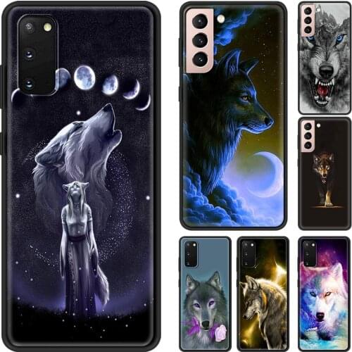 Cellphone Case For Samsung Galaxy S21 S20 Ultra S10 Plus Lite S20FE S10e S9 S8 Edge Black Shell Silicone Wolf painting