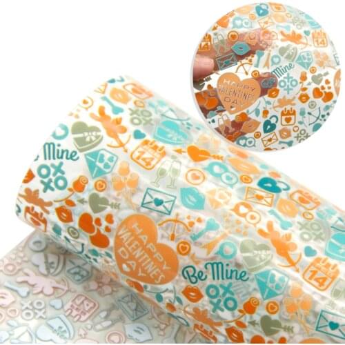 David accessories 20*33cm Fruit UV Printing Transparent Faux Synthetic Leather Fabric DIY Bow Bag Phone Case Material,1Yc8283