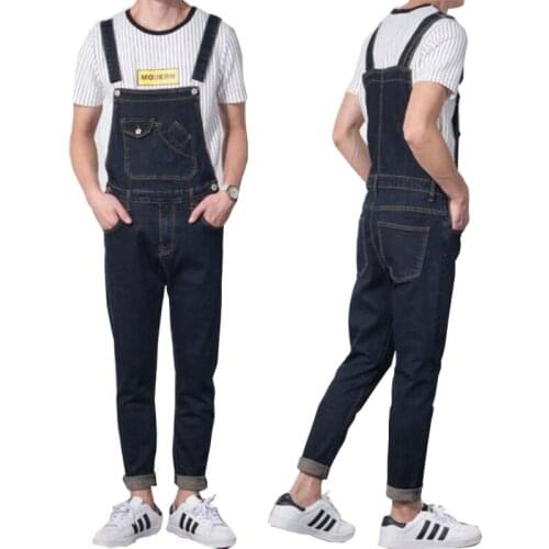 Jeans men 2020 Modis Vintage Design Pocket Jeans Denim Overalls Men Casual Wash Skinny Bib Overalls Jeans Male Blue Jumpsuit