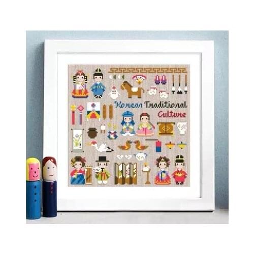 G Rabbit and fox with love cross stitch kit Animal cotton thread Love lock canvas stitching embroidery Initial Korean Wedding