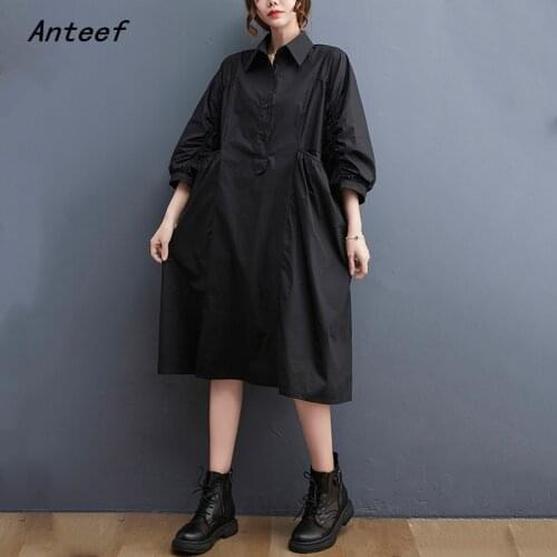 Cotton vintage dresses for women casual loose midi woman summer shirt dress elegant clothes 2021