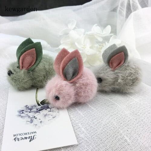 Kewgarden DIY Craft Supplies 3*5cm Mane Plush Rabbit Handmade Bowknot Accessories 5 Pcs / Lot