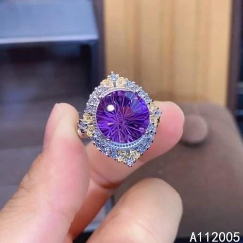 KJJEAXCMY Fine Jewelry 925 Sterling Silver Inlaid Amethyst Gemstone New Female Adjustable Ring Trendy Hot Selling