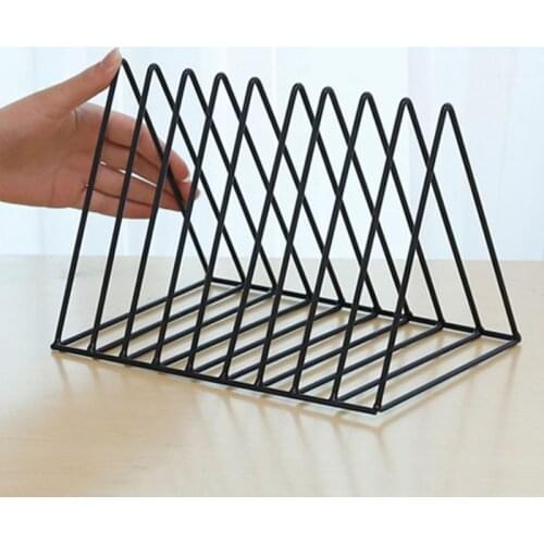 Metal Iron Storage LP Record Rack Triangle Shaped Book Magzine Holder Multifunction Desk Record Home Office Organizer