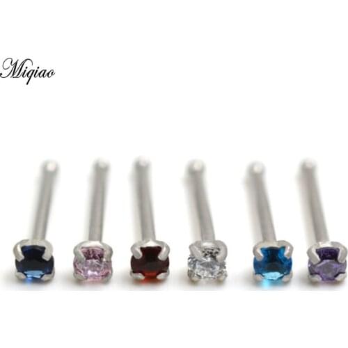 Miqiao 2 Pcs Human Body Piercing 2mm Round Straight Rod Nose Nail for Men and Women