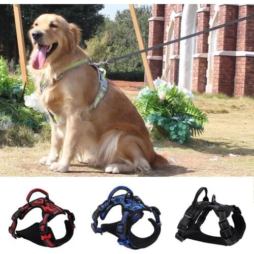Pet Dog Puppy Safety Control Nylon Mesh Soft Harness chest strap Vest strap Reflective edging Anti-accident at night