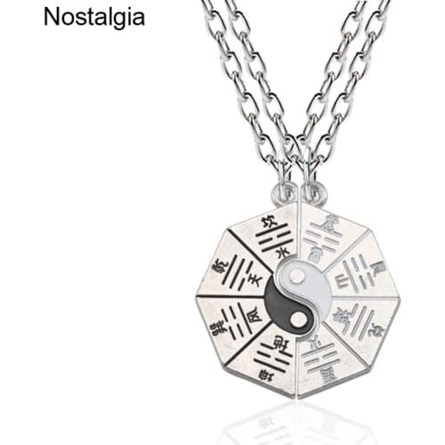 Nostalgia Tai Chi Yin Yang Chinese Taoism Bestfriend Couple BFF Necklace Love Charm Pendant Best Friend Religious Jewelry
