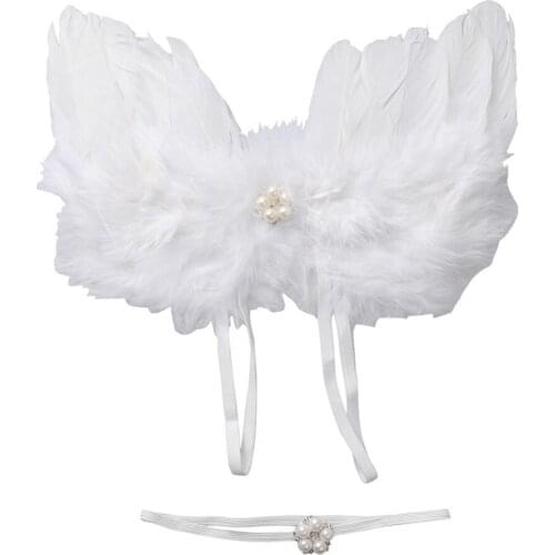 Baby Girls Newborn Angel Headband+Tutu Skirt Costume Photo Prop Outfit