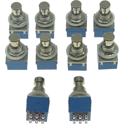 KAISH Pack of 10 Box Stomp 9 Pins 3PDT Guitar Effect Pedal Switch Push Button Foot Switch True Bypass Blue/Black