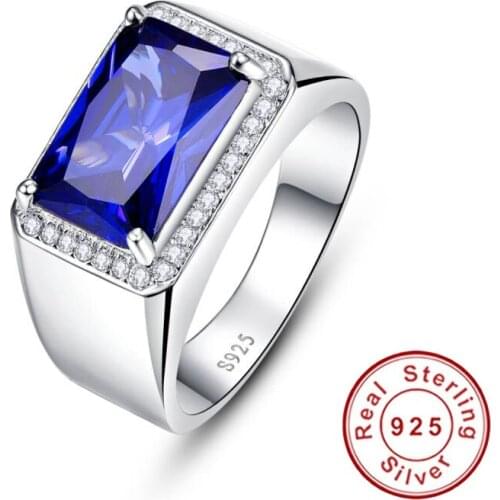 Luxury 7ct Blue Sapphire Ring Solid 925 Sterling Silver Jewelry Emerald Design Fabulous Charm Bague Anel Masculino