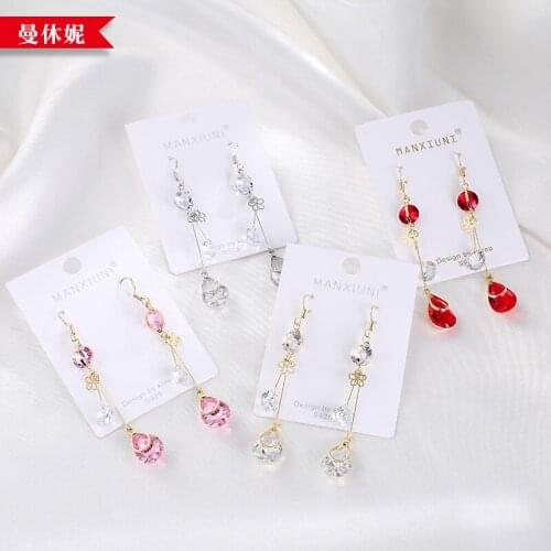 Fashion Designs CZ Zircon Drop Earrings For Women Pink Red White Water Drop Dangles Pendientes Earrings Wedding Jewelry