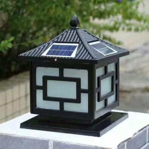 Skybesstech LED Garden Date Solar Lighting Pillar for Decoration With Remote Control Black and Bronze Shell for Your Choose 1pc