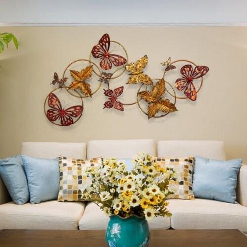 Modern Retro Wrought Iron Butterfly Wall Hanging Birds Crafts Decoration Home Livingroom Hotel 3D Wall Sticker Mural Ornaments