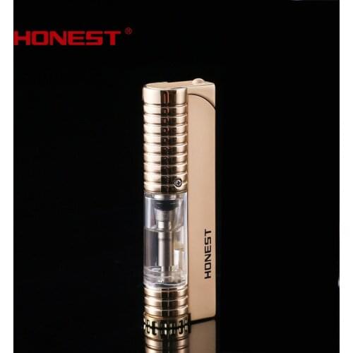 Super Texture Handle Long Strip Metal Butane Jet Lighter Outdoor Windproof Button Lighter No Gas